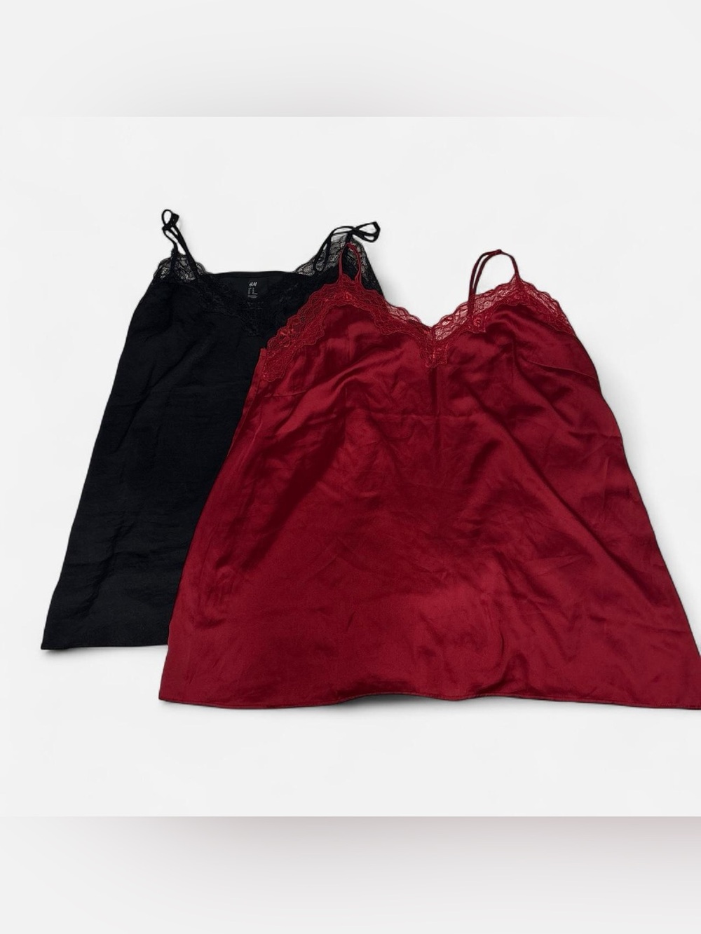 Bundle Satin Nightgown in Black and Dark Red